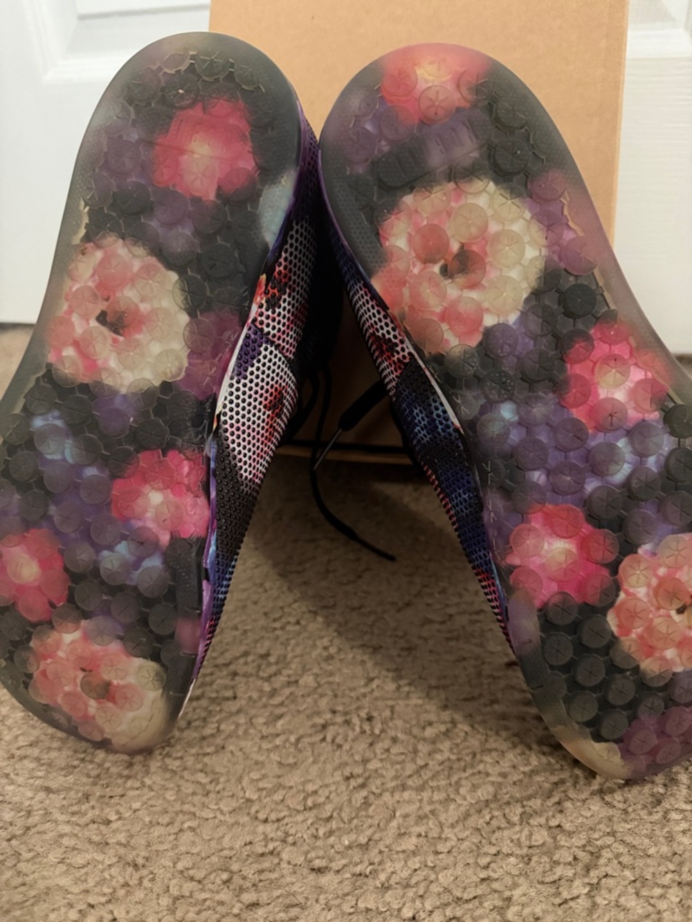 NOBULL Black Floral High-Top Sneakers with Purple and Pink Accents - Picture 3 of 4